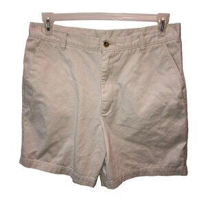 George Mens Size 34 Beige Khaki Flat Front Pockets Cotton Casual Chino Shorts